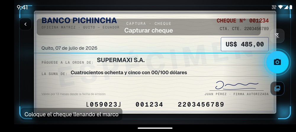 App Servicheck: capturar cheque