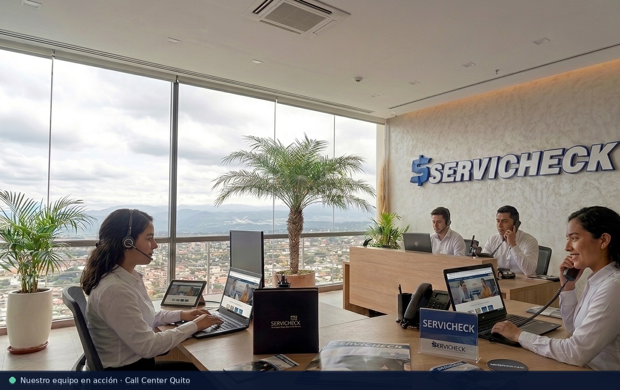 Equipo Servicheck atendiendo en el Call Center de Quito